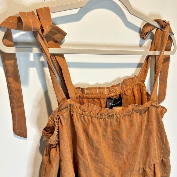 Line & Dot NWT Brown Striped Tiered Tank Top - size Large - Picture 2 of 7